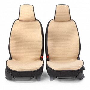 Накидки на передние сиденья CarPerformance, 2 шт. материал  fiberflax (лен), среднее плетение, горизонтальная прострочка, поролон 10 мм., противоскользящая подкладка,  , бежевый