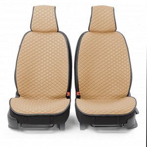 Накидки на передние сиденья CarPerformance, 2 шт. материал  fiberflax (лен), крупное плетение, прострочка ромб, поролон 10 мм., противоскользящая подкладка,  , бежевый