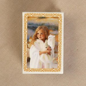 Шкатулка «Девочка с совой», белая, 6*9 см, лаковая миниатюра