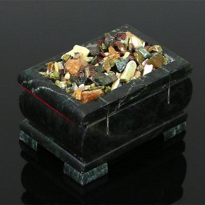 Ларец "Самоцветы" 11х8,5х7 см, натуральный камень, змеевик