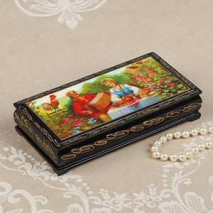 Шкатулка - купюрница «Деревенские песни», 8,5х17 см, лаковая миниатюра