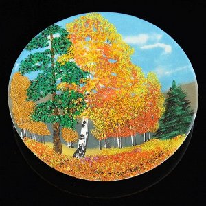 Тарелка фарфоровая "Осень", каменная крошка