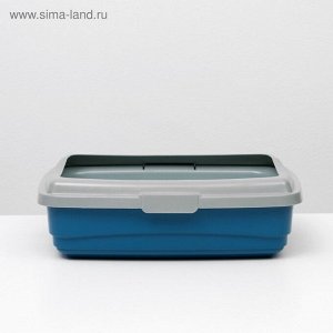 Лоток большой с сеткой и бортиком Atlantis "Стандарт", 43 х 33 х 12,5 см, синий.