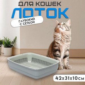 Лоток большой с сеткой Atlantis "Стандарт", 42 х 31 х 10 см, серый