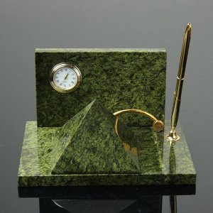 Набор письменный «Пирамида»: визитница, часы, ручка
