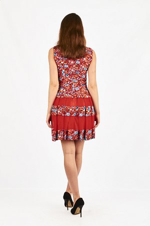 Женское платье мини красное летнее 2371 размер 48