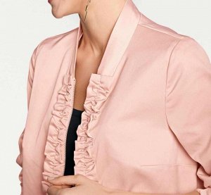 1r Блузон, розовый Rick Cardona Модный блузон с воротником-стойкой и декоративными рюшами вдоль молнии спереди. Обрамляющий фигуру силуэт с длинными рукавами на резинке. Вытачки. Длина ок. 60 см. Благ