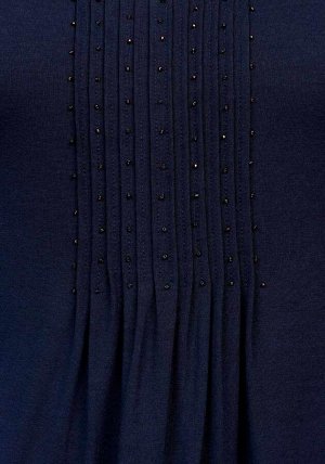 1r Блузка, синяя Tamaris Красивая блузка с нежными бусинами и отделкой из жоржета на треугольном вырезе. Вытачки. Обрамляющий фигуру силуэт, слегка расклешенная форма и короткие рукава. Длина ок. 58 с