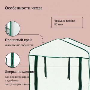 Парник-стеллаж, 2 полки, 93x22x69 см, металлический каркас d=12 мм, чехол плёнка 80 мкм, Greengo