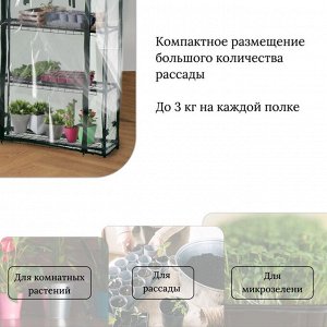 Парник-стеллаж, 3 полки, 110x22x65 см, металлический каркас d=12 мм, чехол плёнка 80 мкм, Greengo
