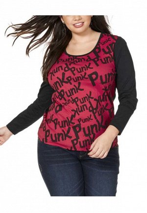 1r Блузка, красно-черная Sheego Модный розовый шик! Блузка от sheego с розовым рисунком. Декоративный рисунок и контрастные рукава в стиле колледжа или хиппи. Подчеркивающий фигуру крой с женственным 