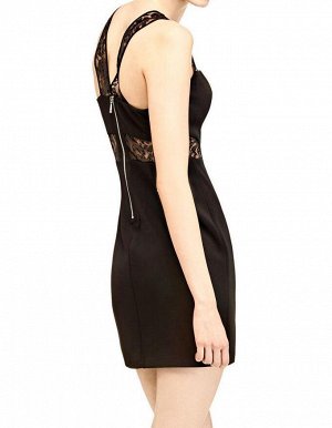 1r Платье, черное GUESS Соблазнительное мини-платье с изысканным декольте с кружевом и эффектными вырезами. Прозрачные кружевные вставки на талии и тонкие бретельки. Сверкающая вышивка с блестками на 