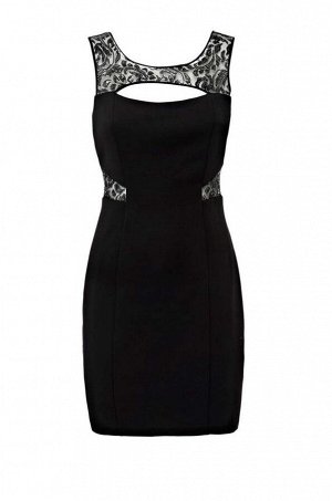 1r Платье, черное GUESS Соблазнительное мини-платье с изысканным декольте с кружевом и эффектными вырезами. Прозрачные кружевные вставки на талии и тонкие бретельки. Сверкающая вышивка с блестками на 
