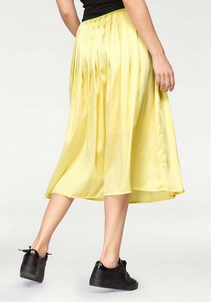 1r Юбка, желтая Aniston Солнечный цвет и модный образ под запах. Вшитый контрастный пояс и складки. Потайная молния сбоку. Длина ок. 73 см. Слегка блестящий сатин из 100% полиэстера, подкладка из 100%