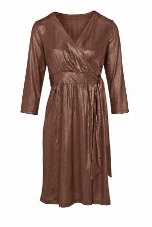 1r Платье, коричневое Ashley Brooke Экстравагантное платье от Ashley Brooke под металлик. Подчеркивающий фигуру верх под запах с женственным треугольным вырезом, потайная молния сбоку и рукава 3/4. Ко
