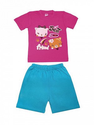 DL11-73-18-27 Комплект детский, тем.розовый (футболка+шорты)