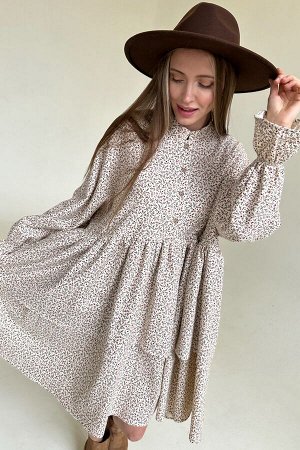 Платье женское  PUFF059/05/Молочный, красный