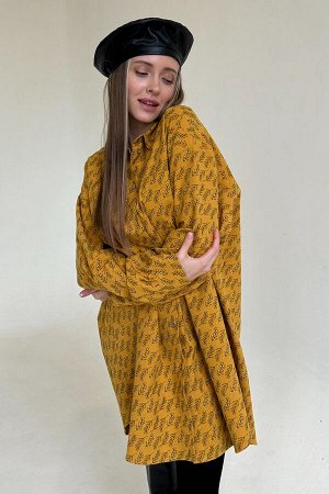 Рубашка женская  HUG077/01/Горчичный, черный