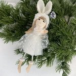 Елочная игрушка &quot;Феечка&quot; в белом платье и шапочке с ушками