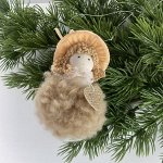 Елочная игрушка &quot;Феечка&quot; пушистая бежевая в шапочке