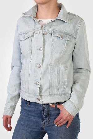 Женская джинсовая куртка Refuge. Классика – остроконечный ворот, отрезная кокетка, кармашки на груди №2078