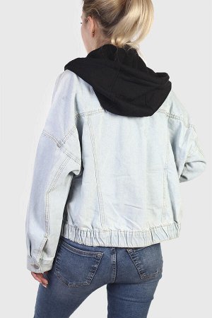 Женская джинсовая куртка Tillys. Съемный капюшон, карманы, резинка на талии №2079
