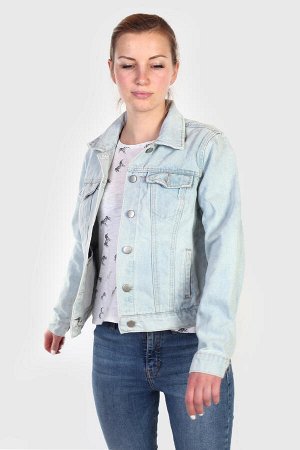 Женская джинсовая куртка Refuge. Классика – остроконечный ворот, отрезная кокетка, кармашки на груди №2078