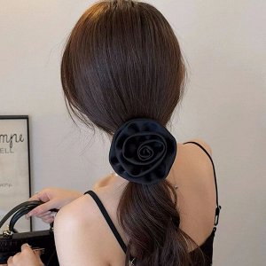 COSMOСOLLECTION_GIFTS Заколка-крабик для волос  в виде цветка, черная