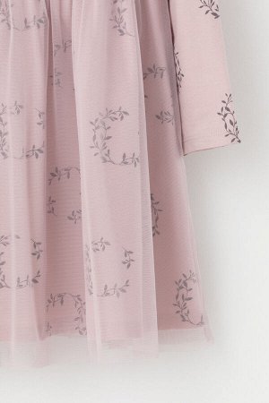 Платье(Осень-Зима)+girls (розово-сиреневый, веточки к525)