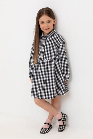Платье(Осень-Зима)+girls (серая клетка на белом к519)