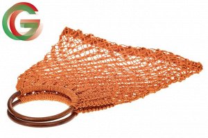 Плетеная сумка-авоська с деревянными ручками, цвет рыжий