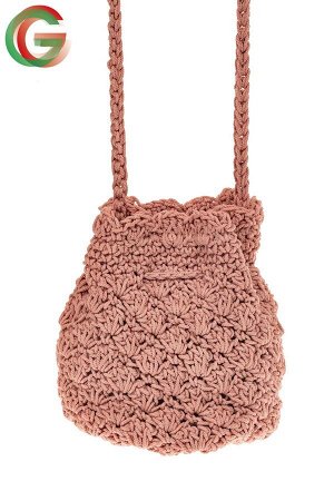 Плетеная сумочка-торба из джута, цвет розовый