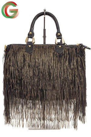 Женская сумка с бахромой, цвет темная бронза