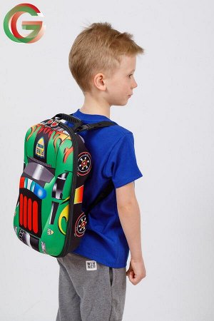 Детский рюкзак в виде машинки, цвет зеленый