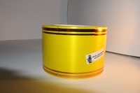 А815 Лента подарочная с золотой полоской  80 мм х 50 м, желтая