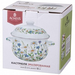 Эмалированная кастрюля с крышкой "Family Farm", 2.0 л, 18x11 см — идеальный помощник на вашей кухне!, 1 шт.