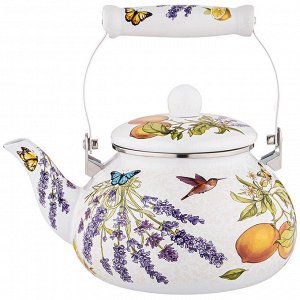 Эмалированный чайник AGNESS Provence Lemon, 2,5 л – стиль и свежесть Прованса на вашей кухне, 1 шт.