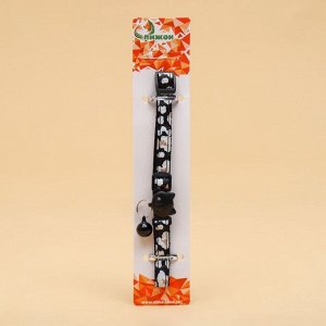 Ошейник кошачий "Леопард", с бубенчиком, 30 х 1 см, полиэстер, черный