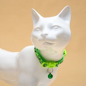 Ошейник кошачий Пижон "Котофляж", с бубенчиком, 30 х 1 см, полиэстер, зелёный