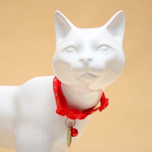 Ошейник кошачий "Лапка" светящийся, с бубенчиком и подвесом, 30х1 см, полиэстер, красный