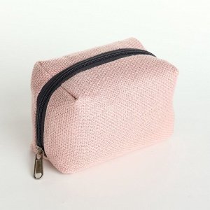 Косметичка женская на молнии, объёмная, маленькая, мягкая, на подкладке, нежно-розовая