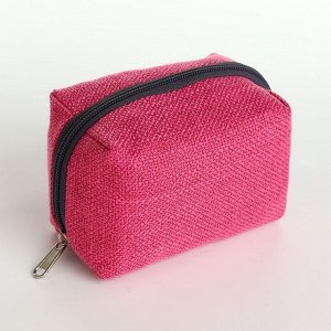 Косметичка женская на молнии, объёмная, маленькая, мягкая, на подкладке, малиновая