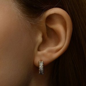 Серьги кольца с фианитом XUPING, белые в золоте, d=1.3 см