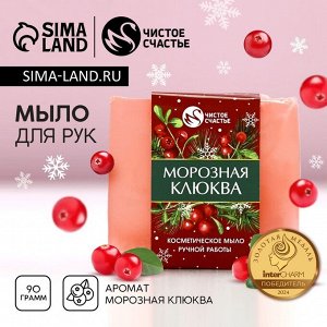 Мыло для рук ручной работы, 90 г, аромат морозная клюквы, Чистое счастье
