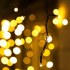 Гирлянда «Бахрома» 6 ? 0.7 м, IP44, УМС, тёмная нить, 120 LED, свечение тёплое белое, 220 В
