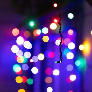 Гирлянда «Бахрома» 6 ? 0.7 м, IP44, УМС, тёмная нить, 120 LED, свечение мульти, 220 В