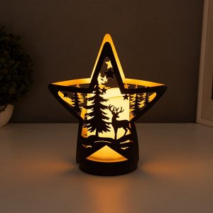 Светодиодная свеча в подсвечнике RISALUX «Звезда», LED-ночник, 3xААА, чёрный 10.5x21.8x23 см