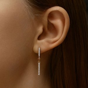 Серьги со стразами XUPING подвески малые, цвет белый в розовом золоте