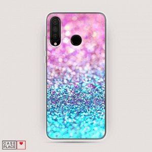 Cиликоновый чехол Розово-голубые глиттеры рисунок на Huawei P30 Lite