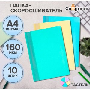 Набор папок-скоросшивателей A4, 160 мкм, Calligrata «Акварель», 10 штук, пастель, МИКС